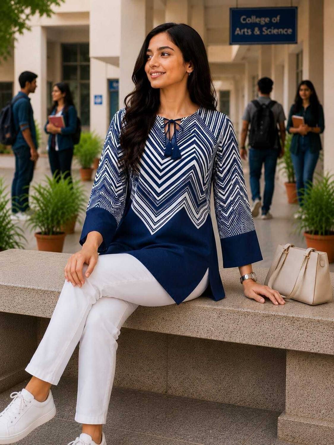 ROSHNI Women Geometric Print Straight Kurta