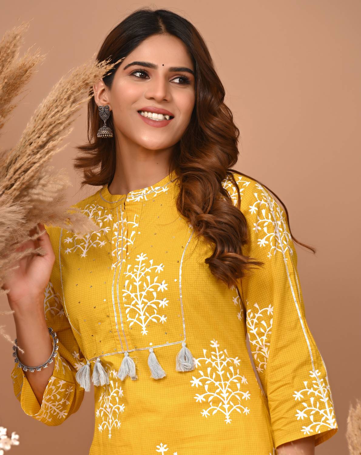 Rimeline Women Printed, Self Design Pure Cotton Straight Kurta (Y
