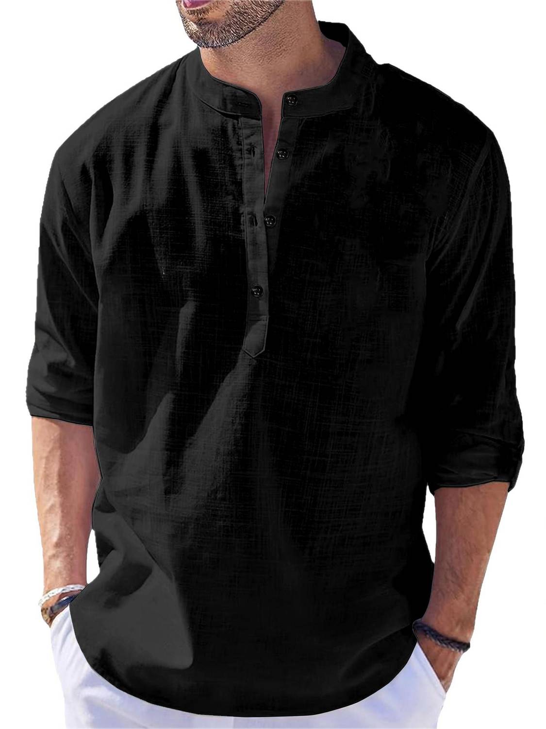 LIRMO Men Black Straight Kurta - Image 1