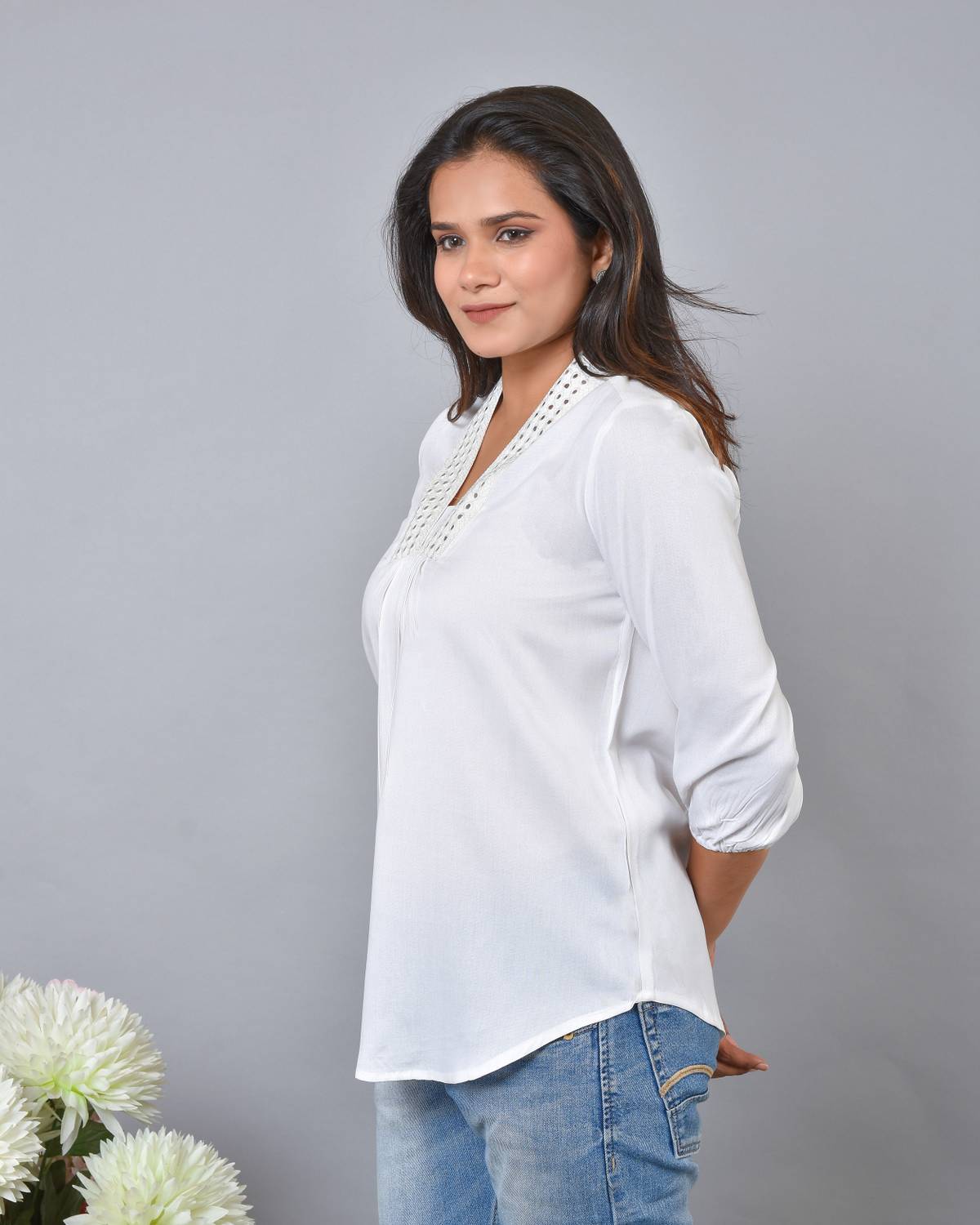 Taniya Fashion Casual Solid Women White Top
