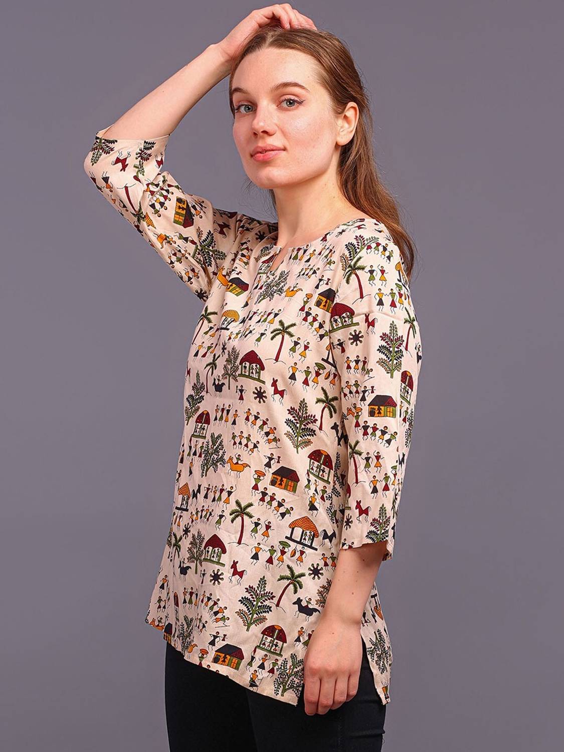 SHAKUDI FASHION Women Floral Print Viscose Rayon Straight Kurta (