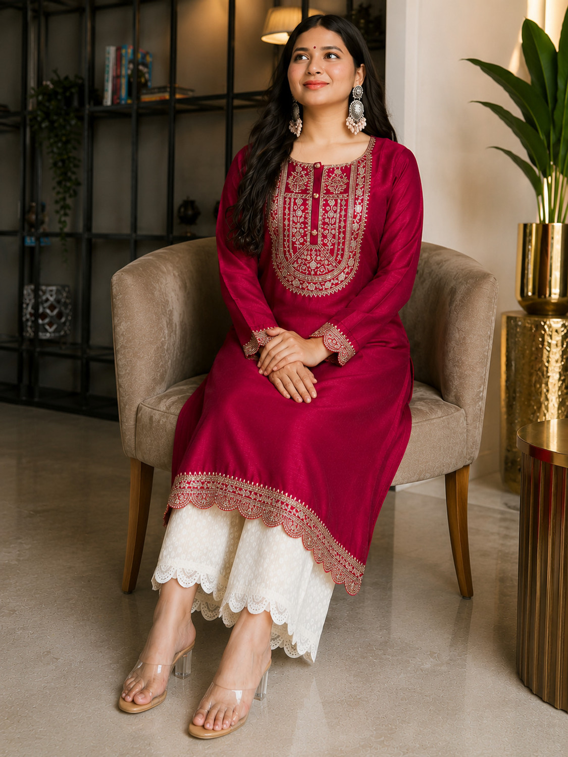 Image of KurtiByHarshita Women Embroidered A-line Kurta