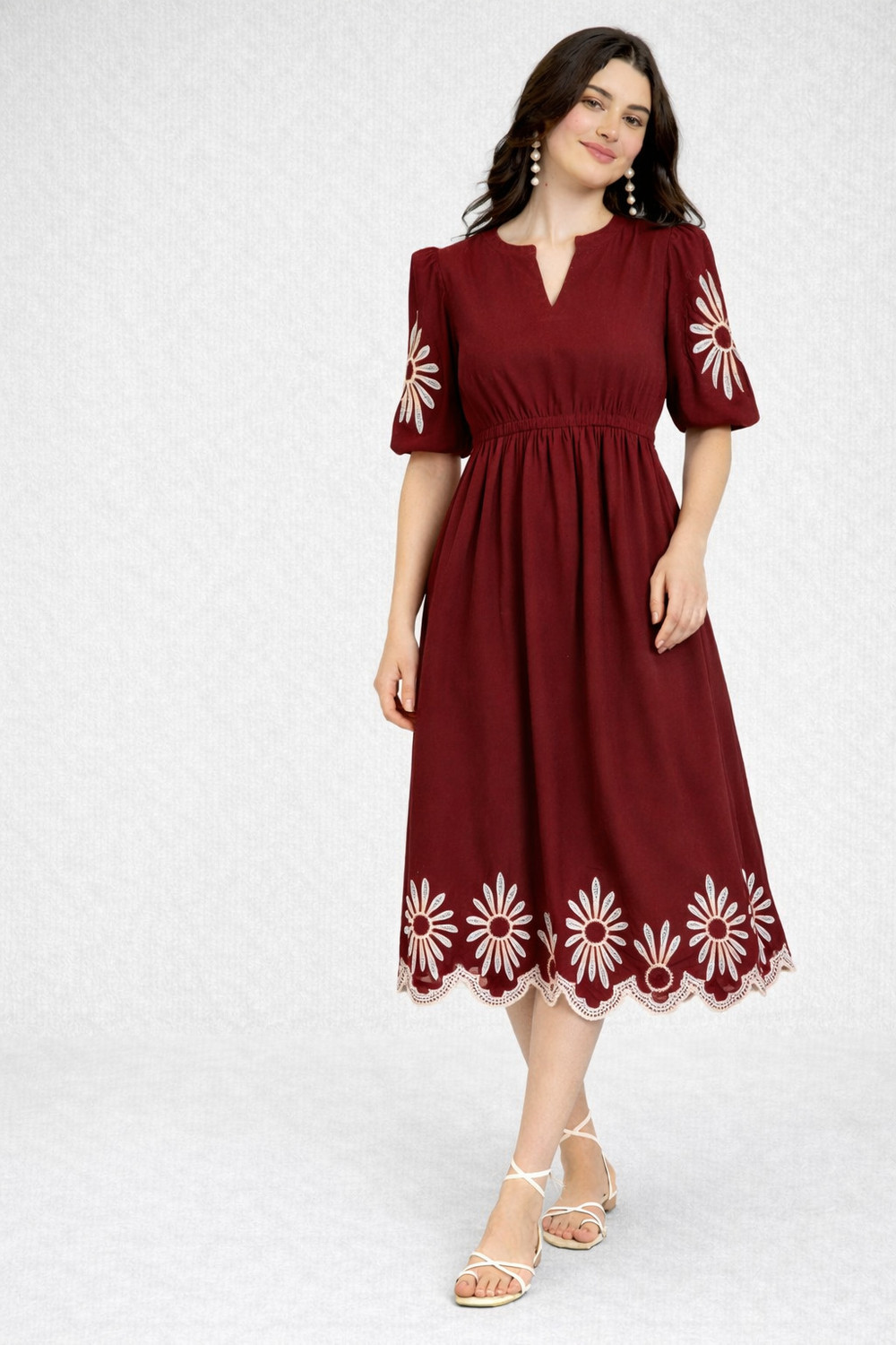 Image of tckty Women Embroidered, Embellished, Floral Print Straight Kurta