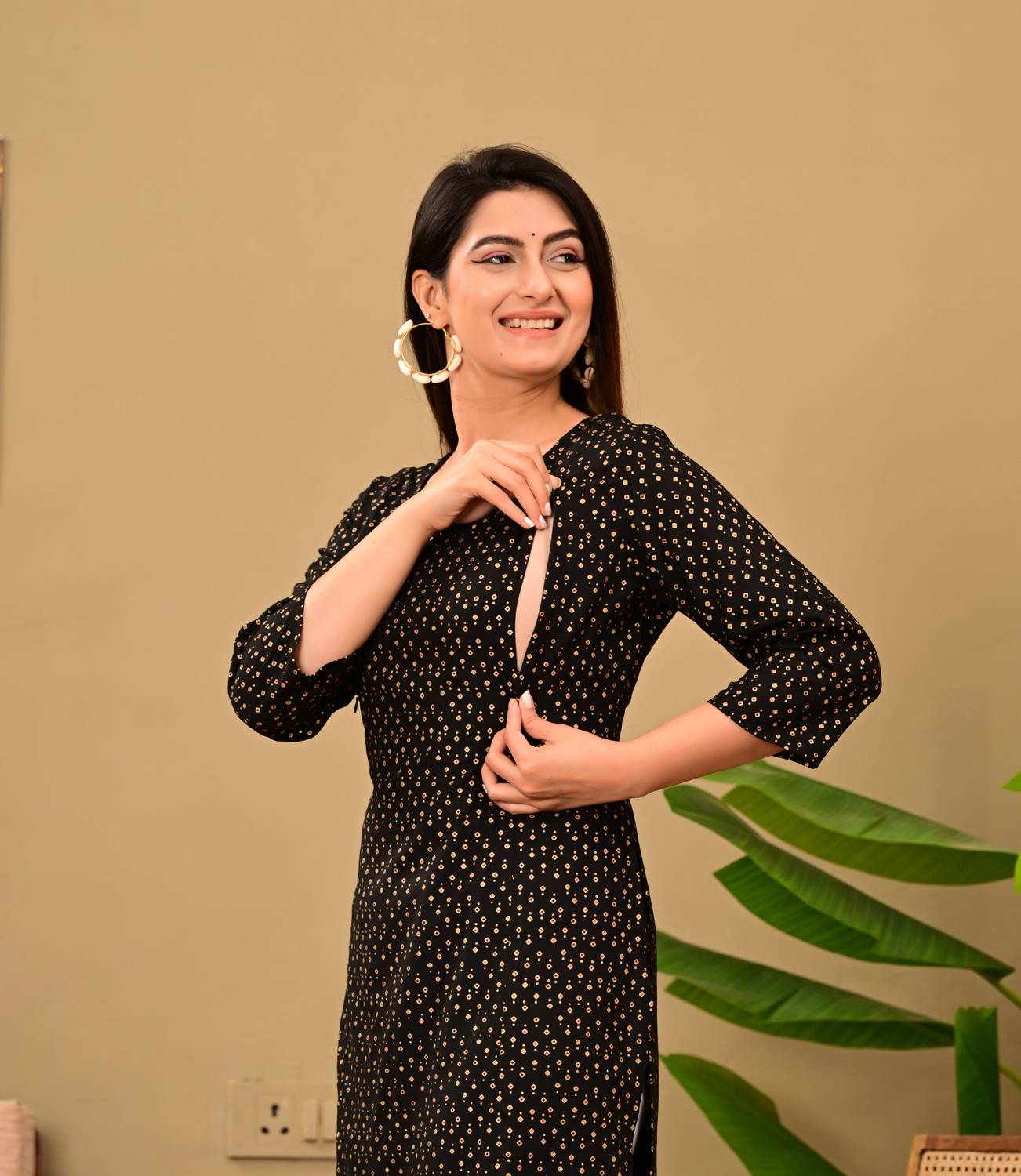 Radhe Fashion Women Printed Viscose Rayon Straight Kurta (Dark Bl