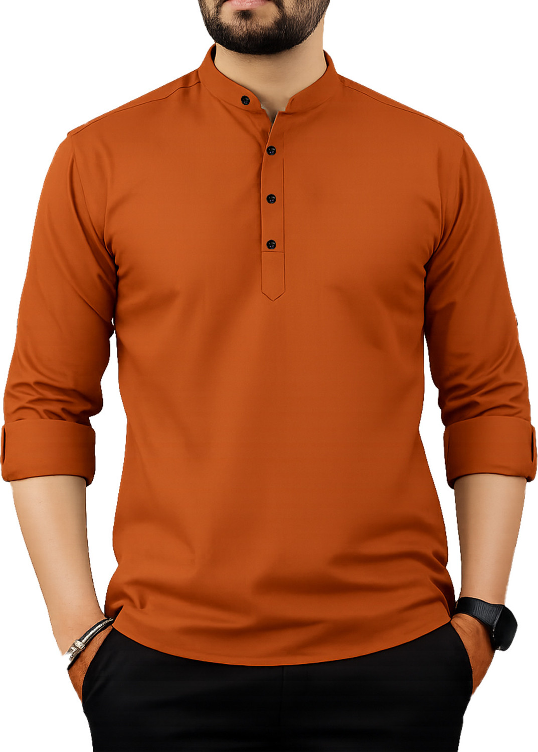 Image of LIMRO Men Solid Straight Kurta
