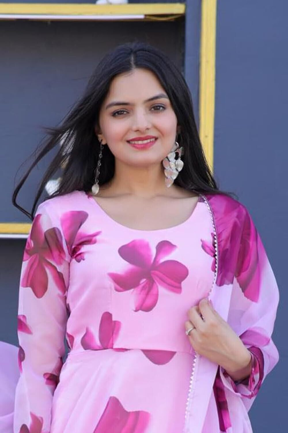 Image of KRINA ENTERPRISES Women Floral Print Anarkali Kurta