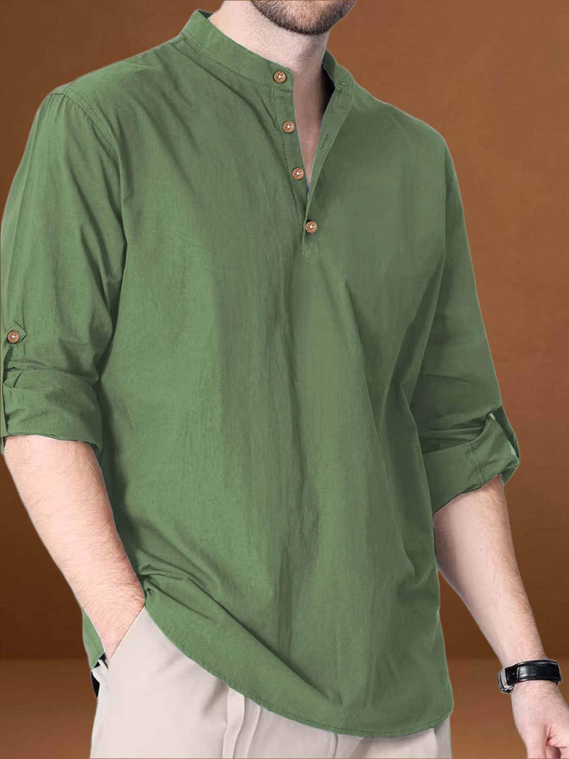 Image of DaReal Men Solid Straight Kurta