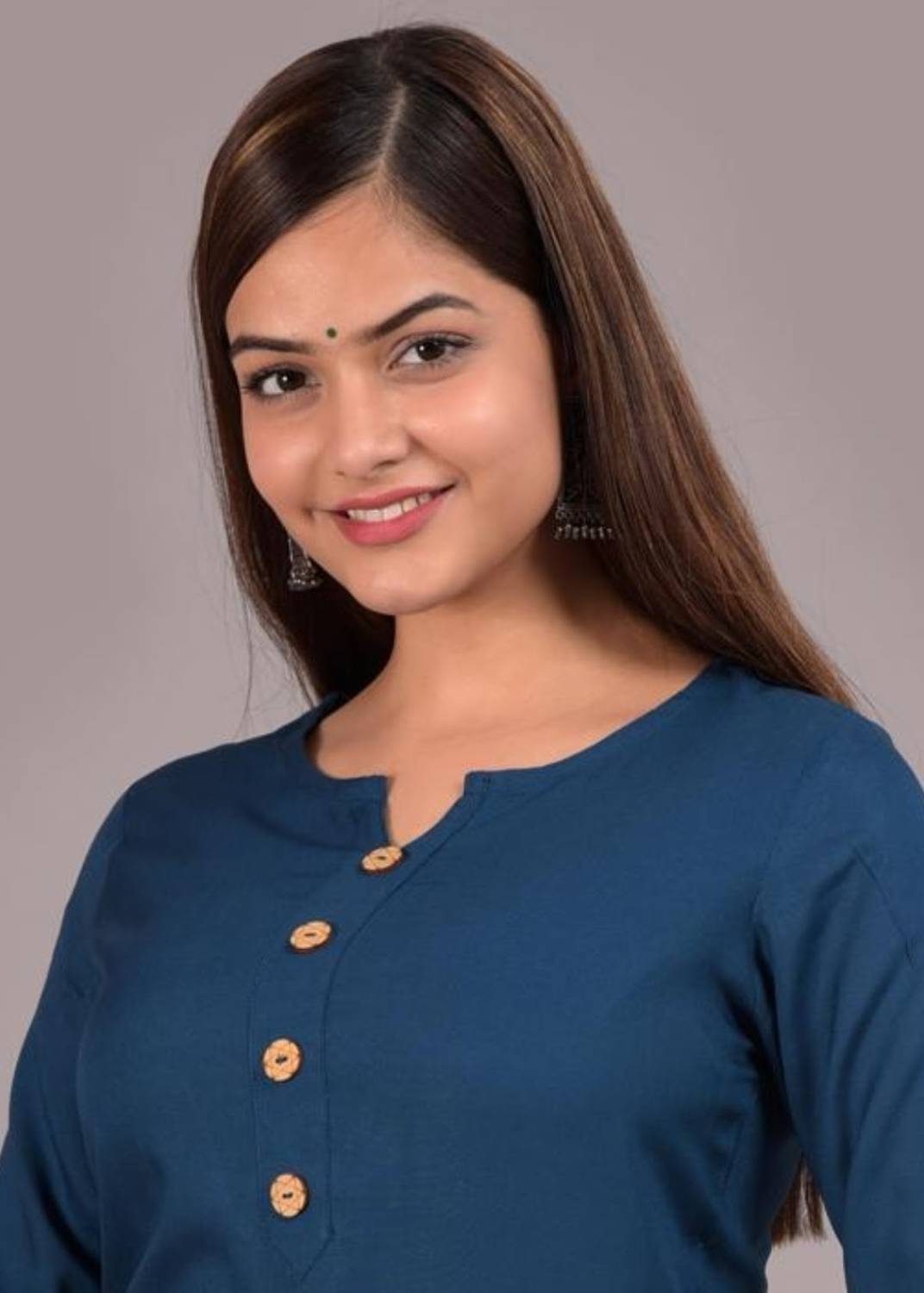 REHAN Women Solid Straight Kurta (Blue) - Image 3