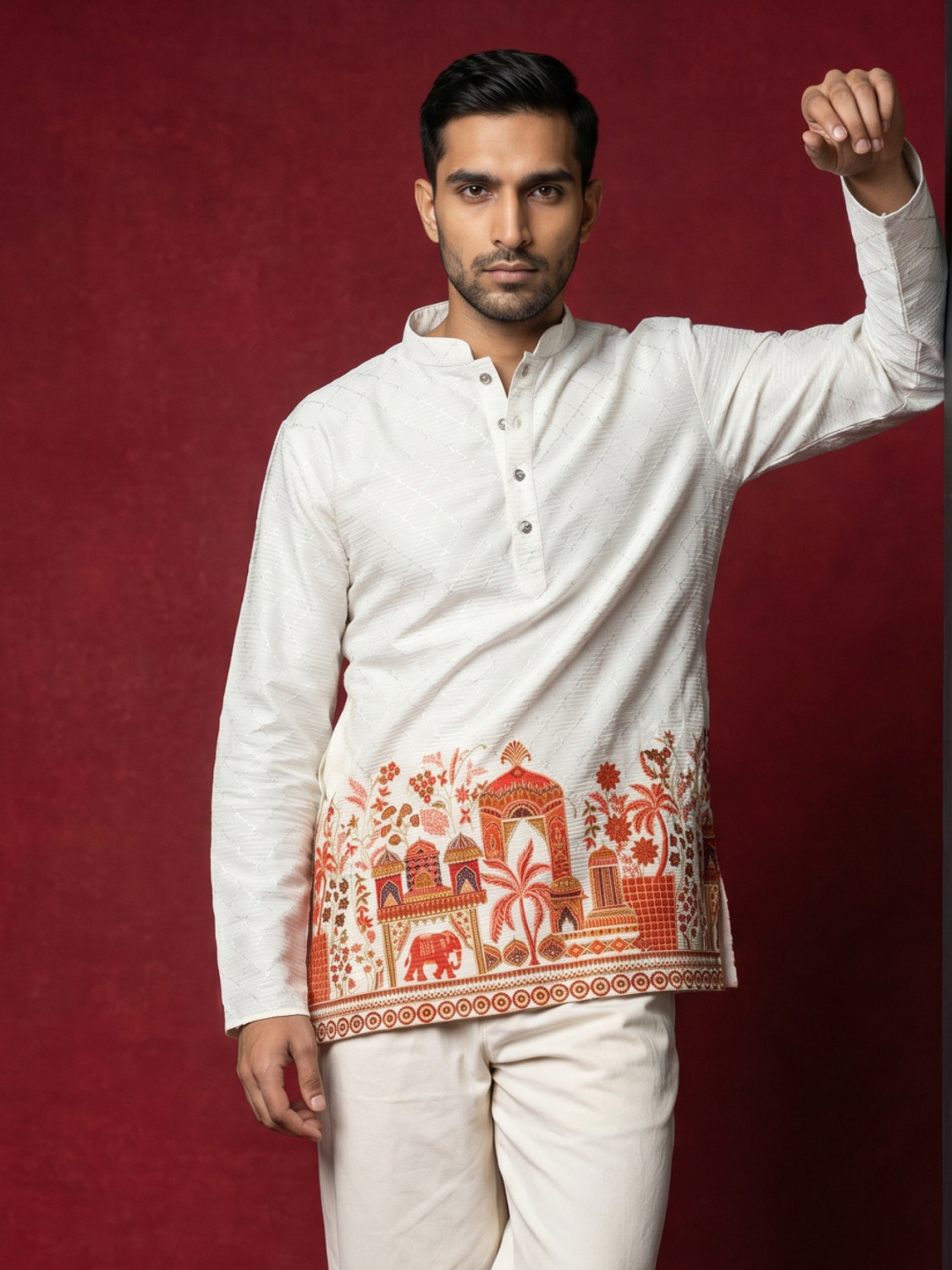 Image of ANOUK Men Printed Straight Kurta
