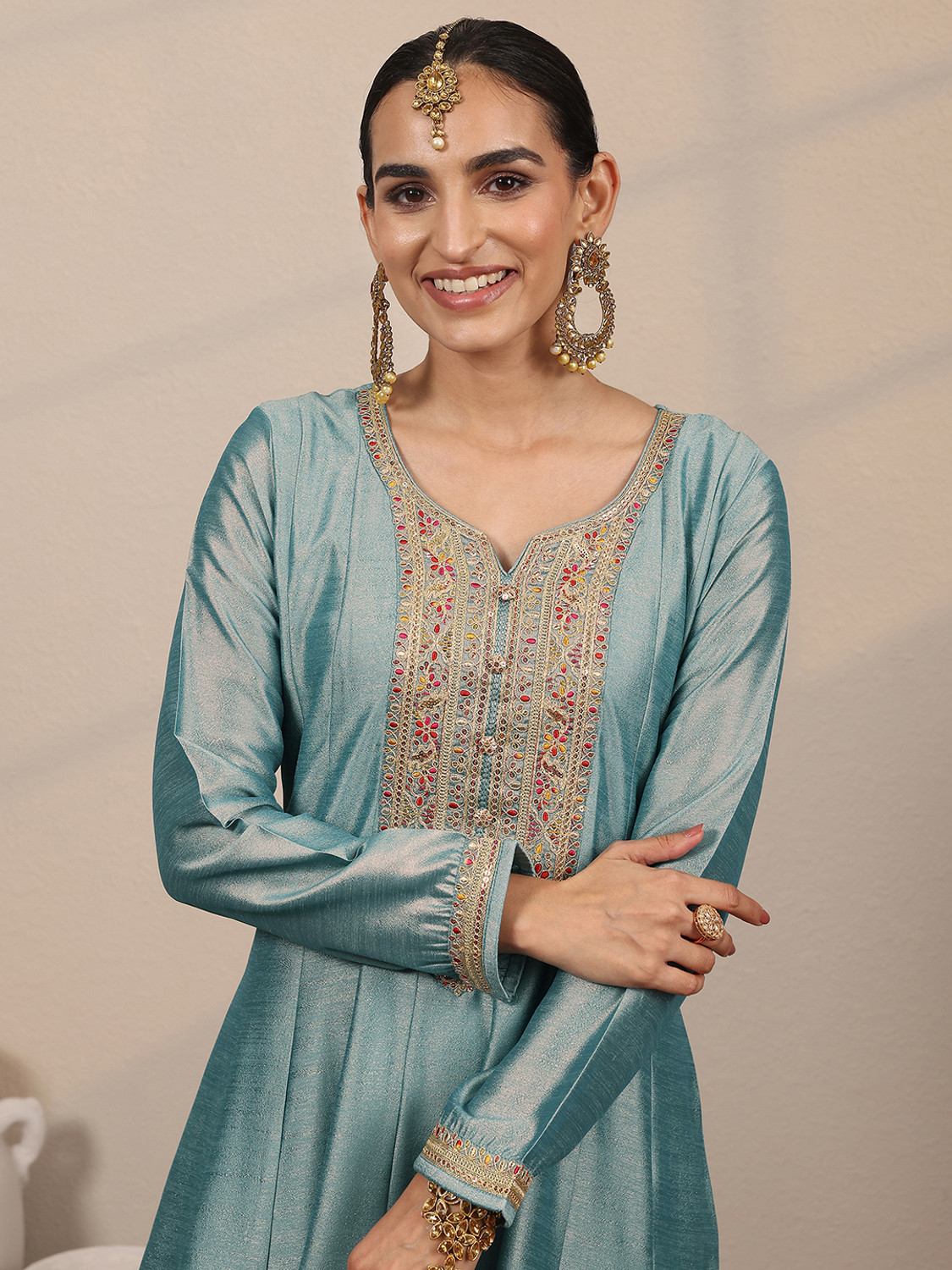 Image of LIBAS Women Embroidered A-line Kurta