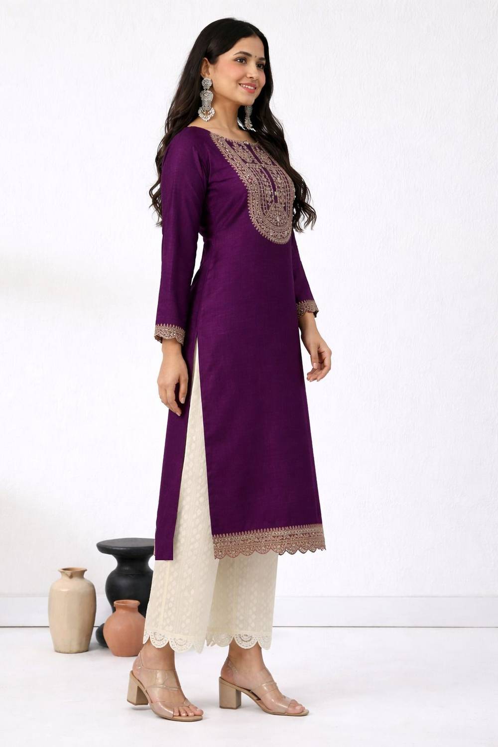 NARACHI Women Embroidered A-line Kurta - Image 3