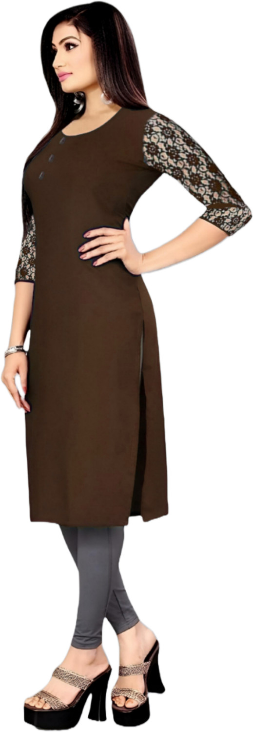 Image of HOFC Women Solid Straight Kurta