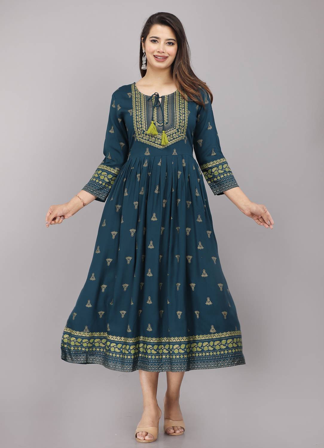 JOJO Enterprises Women Floral Print Viscose Rayon Anarkali Kurta