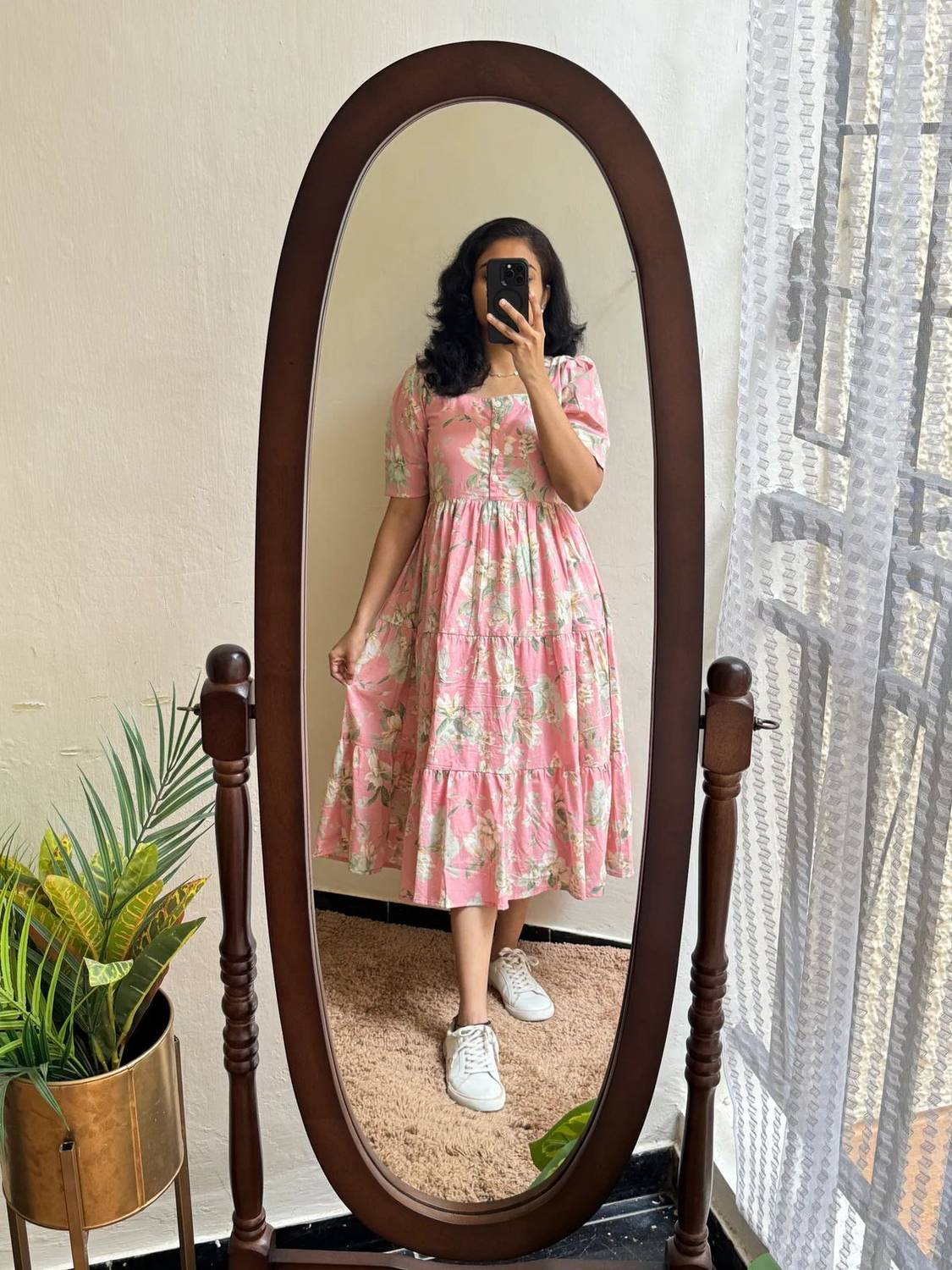 AURIPRX FASHION Women Printed Viscose Rayon Anarkali Kurta (Pink)