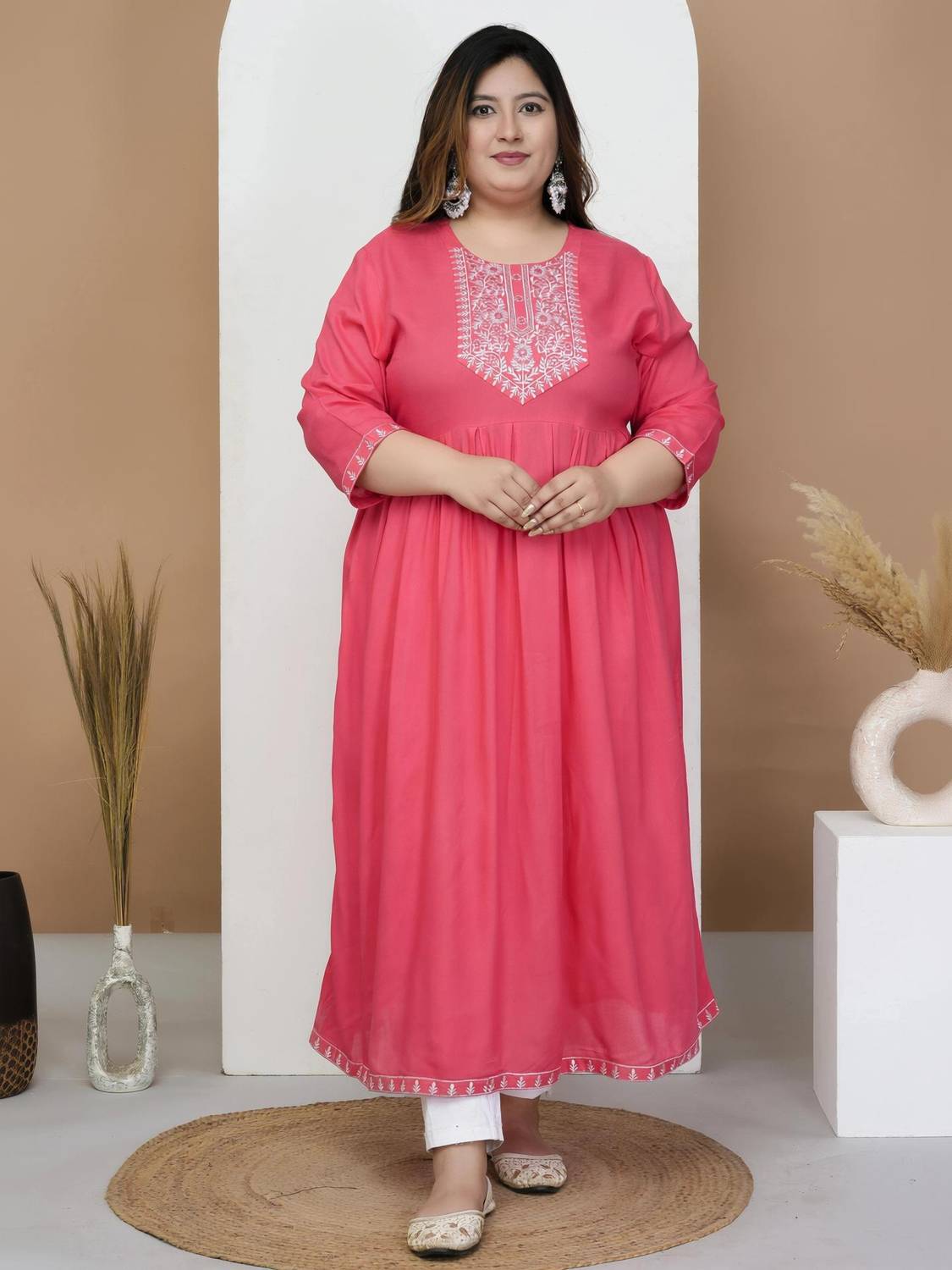 Ananya Fashion Embroidered Viscose Rayon Anarkali Kurta for Women