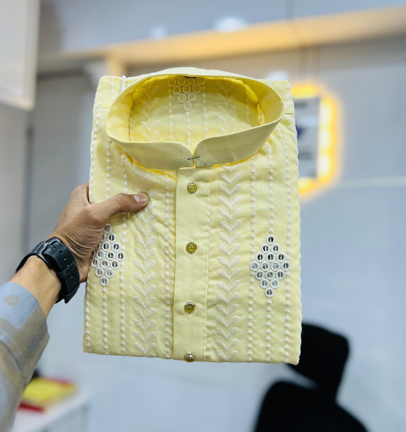Image of Lazzly Men Embroidered Straight Kurta