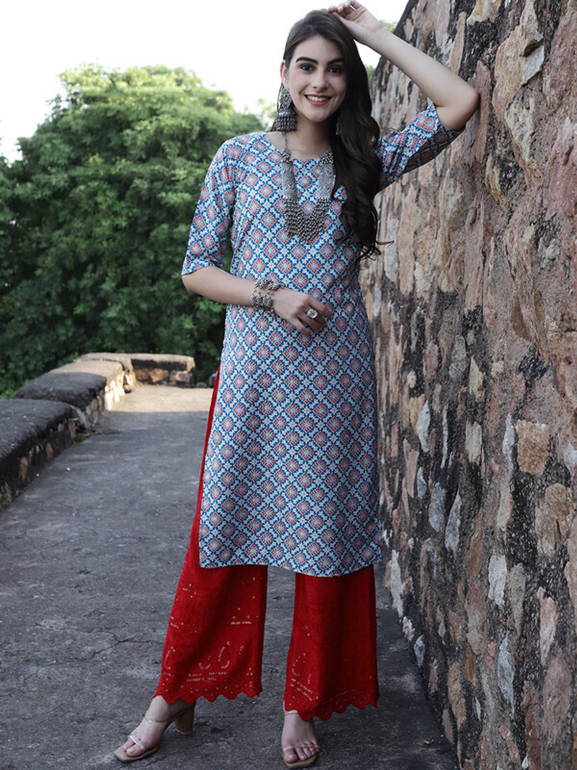 Image of EthnicBasket Women Printed Straight Kurta