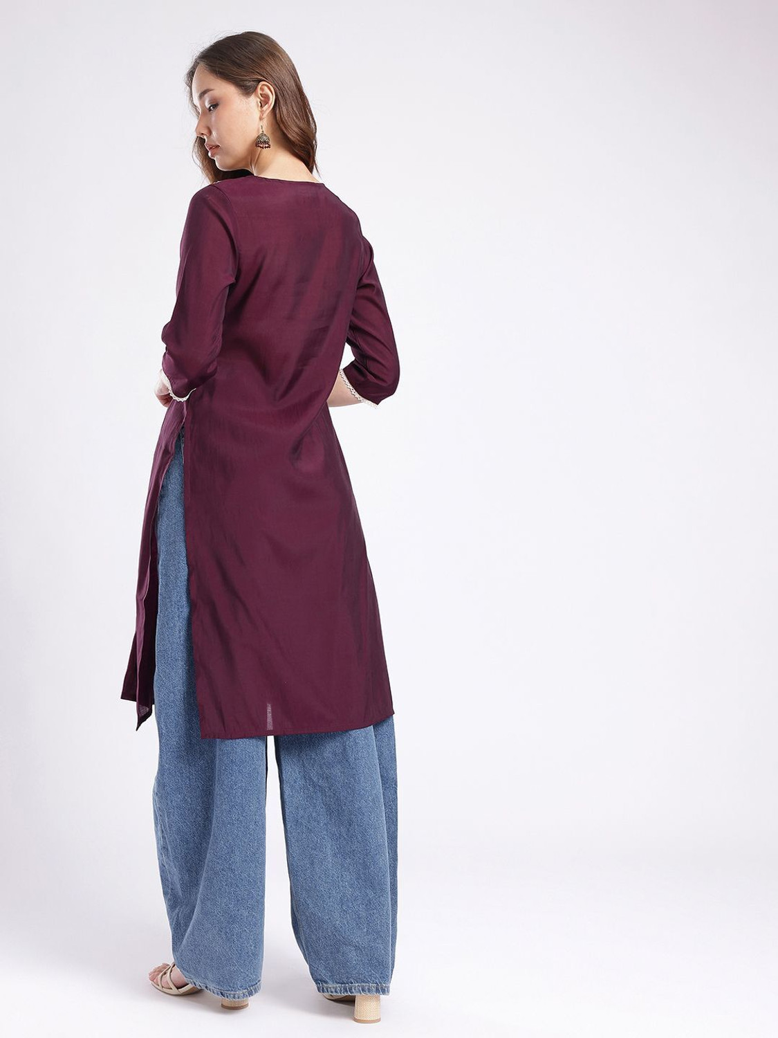 Image of fusion by glitchez Women Solid A-line Kurta