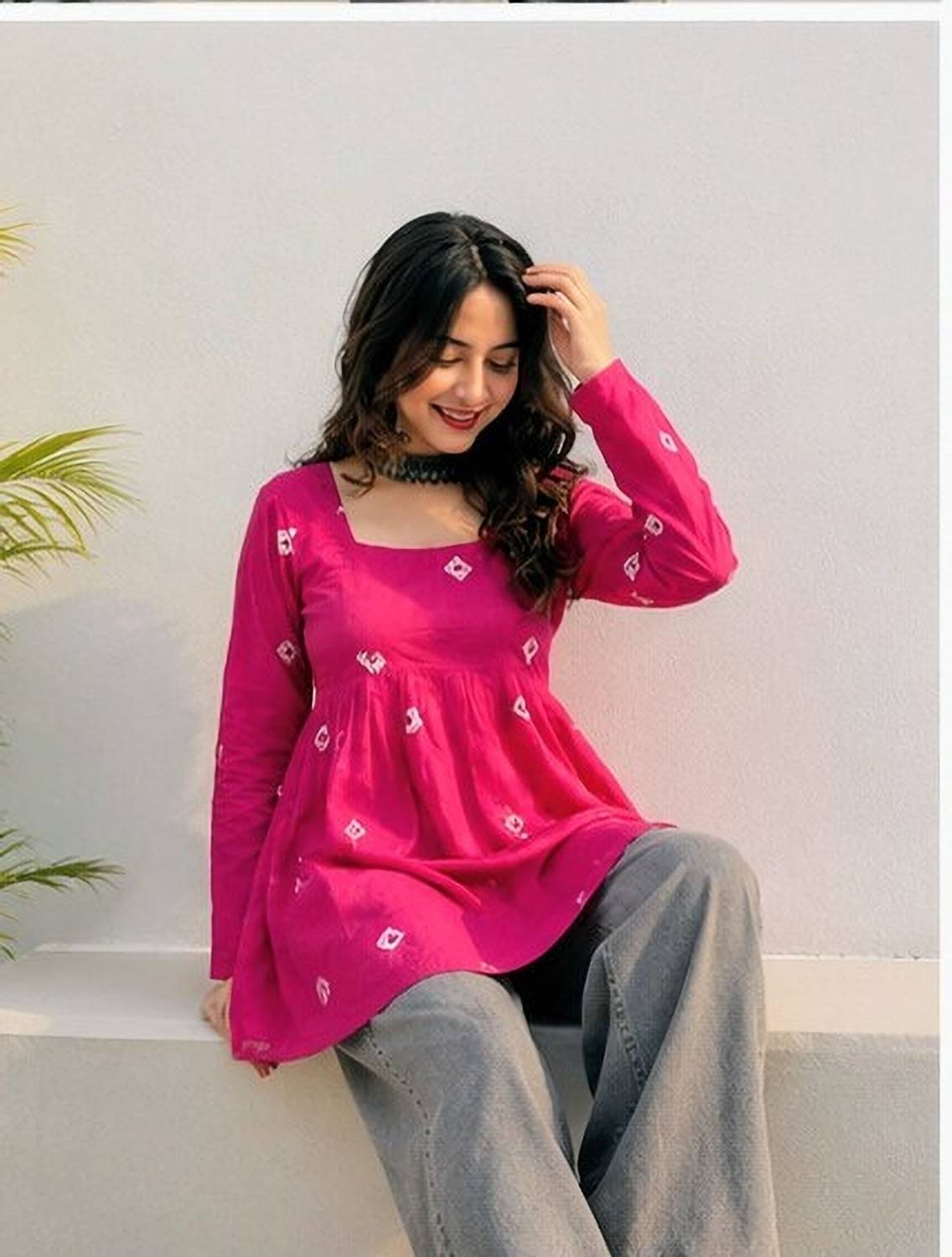 NEW4U Women Pink Printed Flared Kurta - Image 4