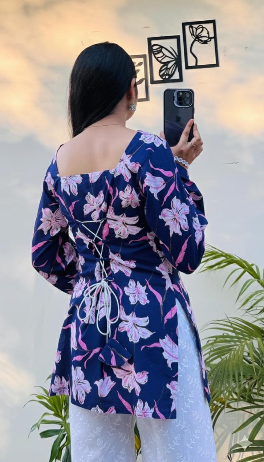 Image of NEW4U Women Floral Print A-line Kurta