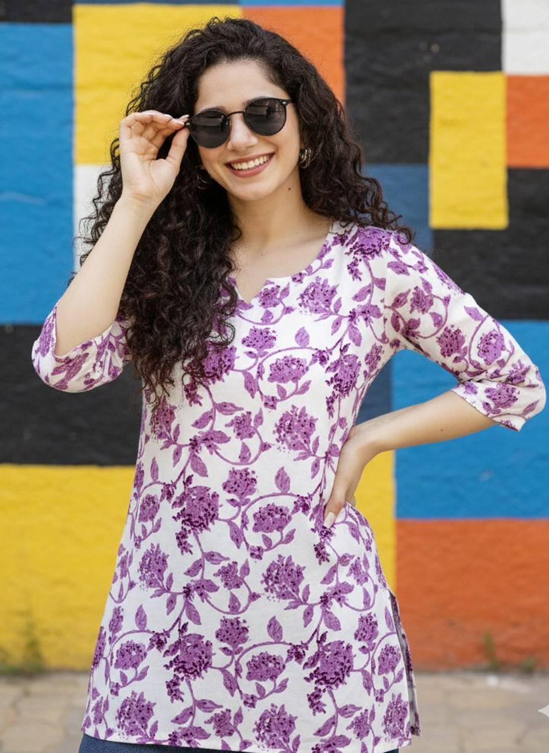 Zyla Women Printed Viscose Rayon Straight Kurta (Pink)