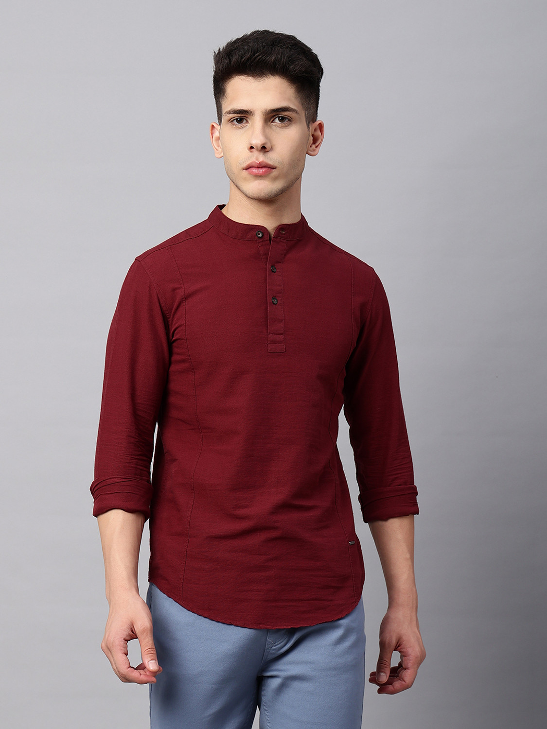 Image of Blue Buddha Men Solid Straight Kurta