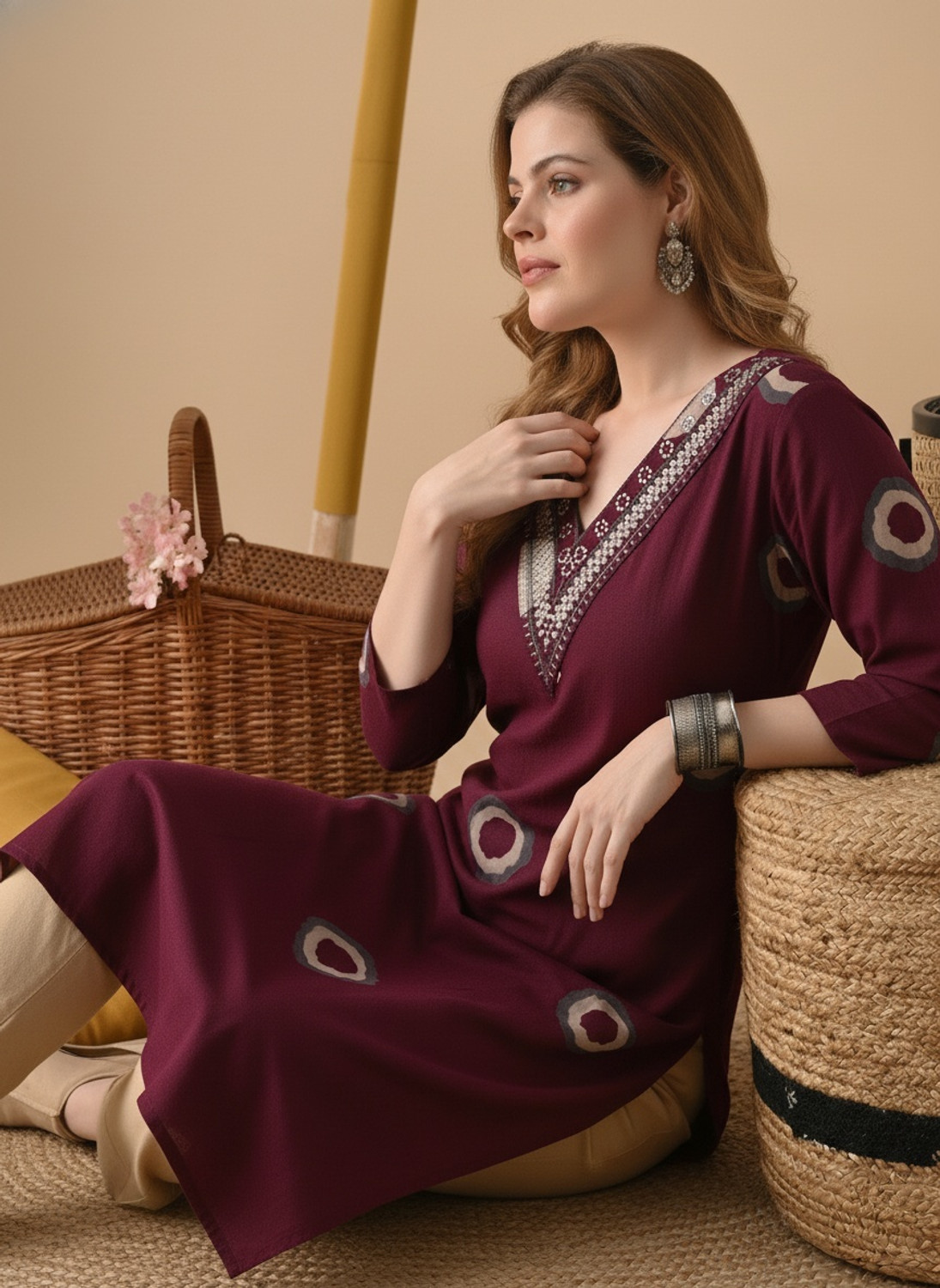 Image of Surhi Women Printed, Embellished Straight Kurta