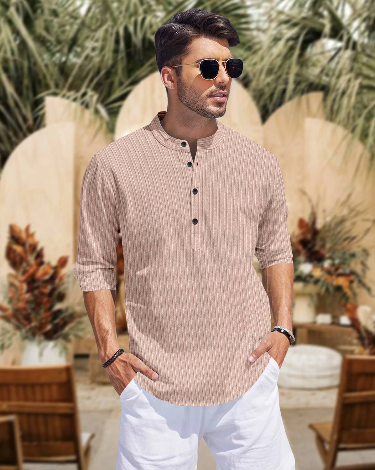 Nofilter Men Beige Straight Kurta - Image 3