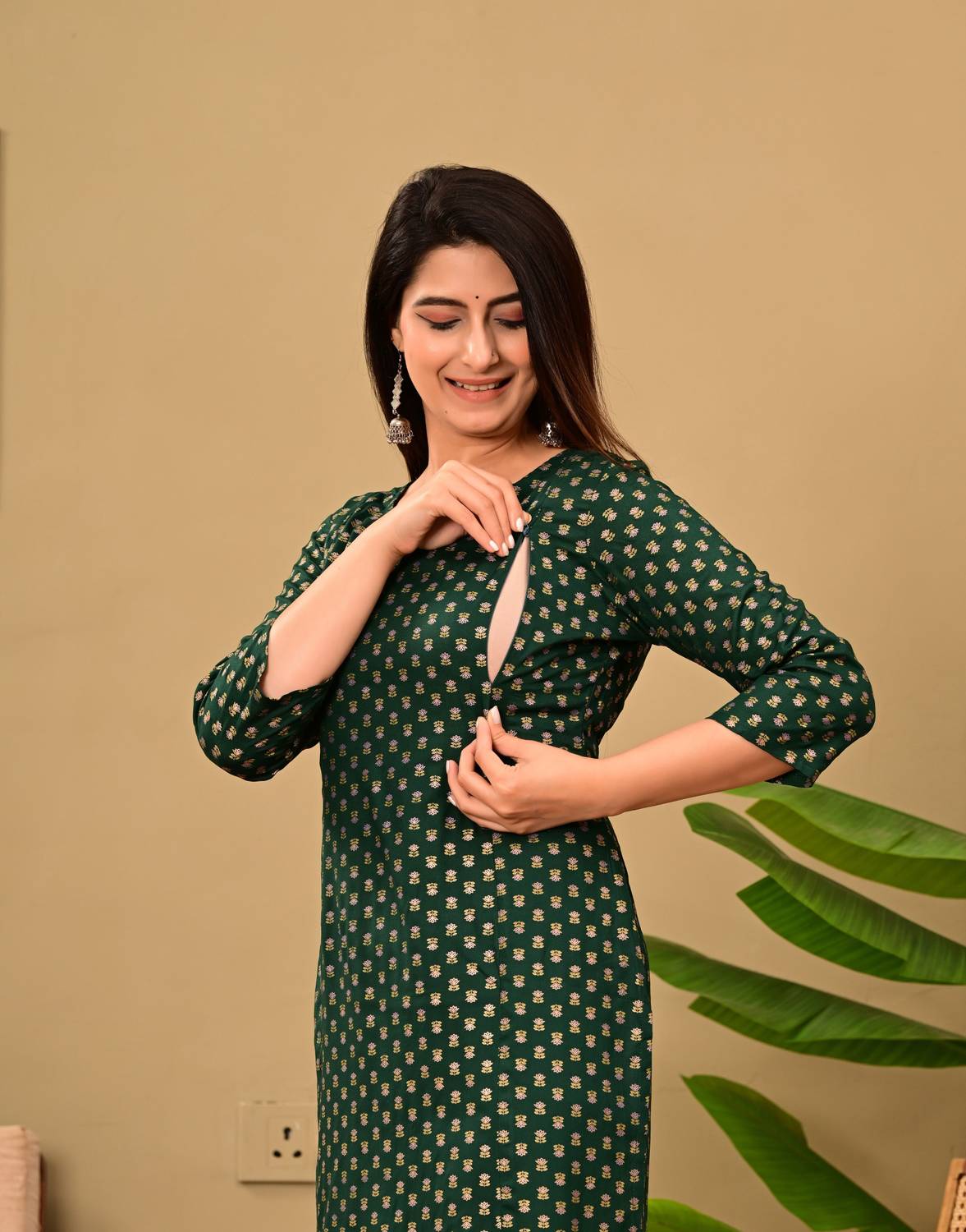 Radhe Fashion Women Printed Viscose Rayon Straight Kurta (Dark Bl