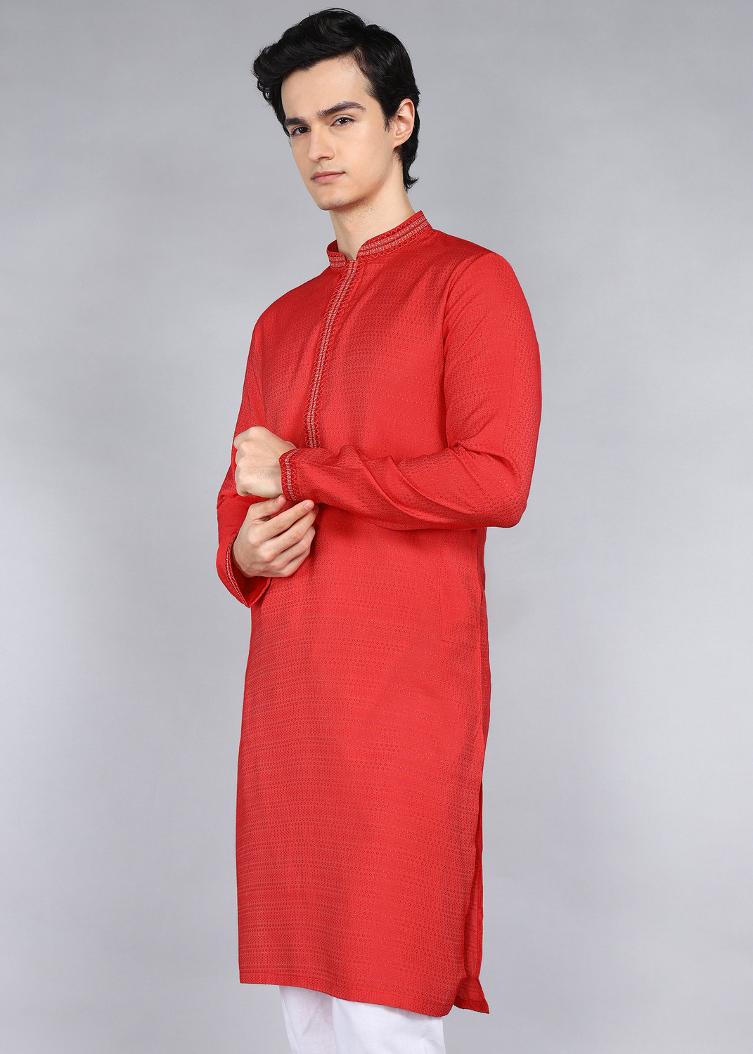Image of Punya Men Self Design Straight Kurta