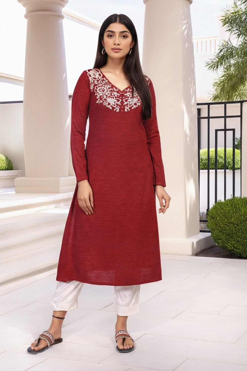 Image of W Women Embroidered A-line Kurta