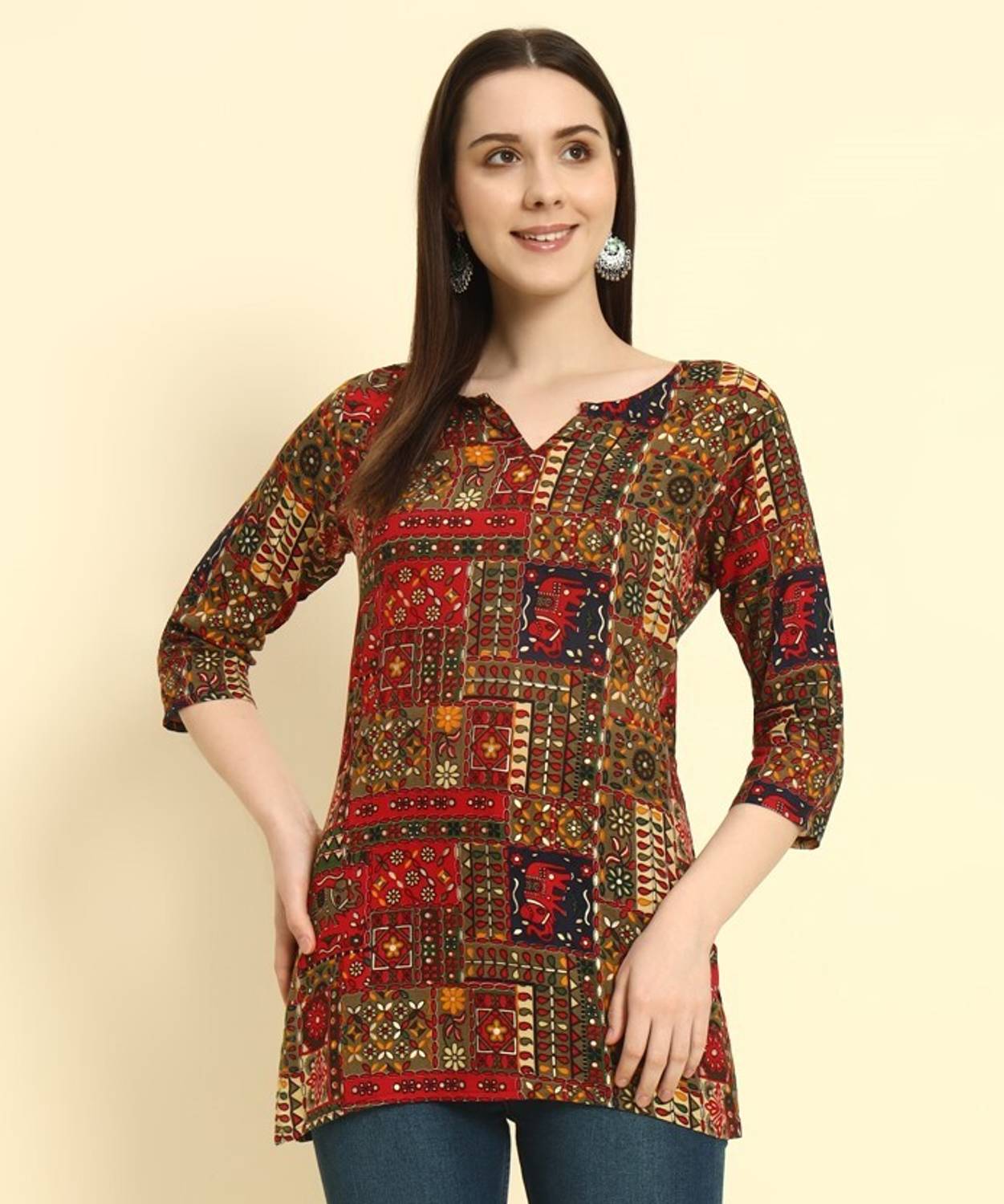 Mialo fashion Women Printed Viscose Rayon Straight Kurta (Multico