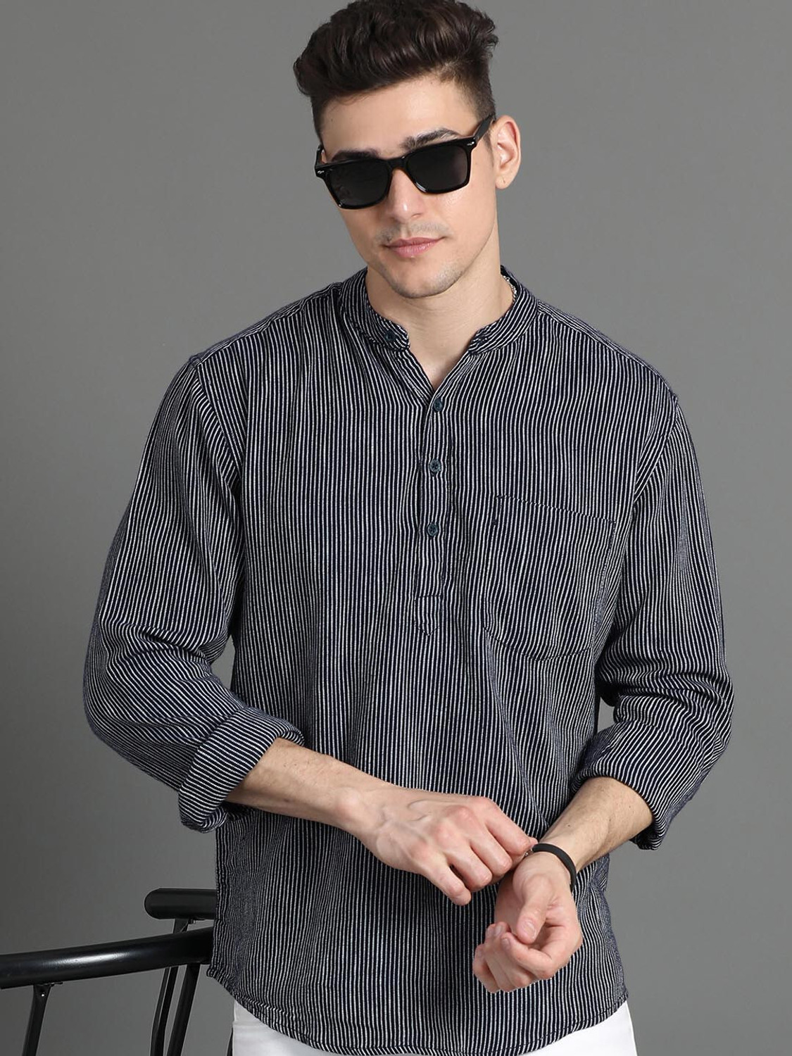 Image of HERE&NOW Men Solid Straight Kurta