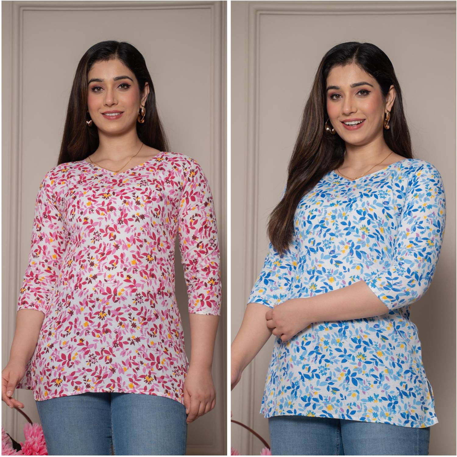 ATTIREGURU Women Floral Print Straight Kurta