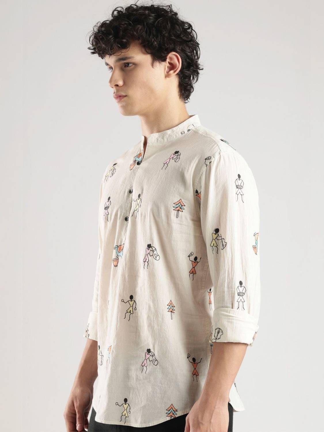 HERE&NOW Men Printed A-line Kurta Multicolor - Image 2