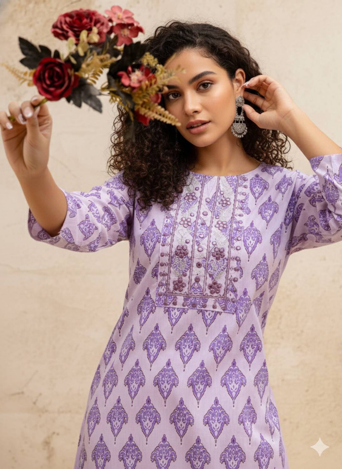 Surhi Women Embroidered Cotton Blend Straight Kurta (Multicolor)
