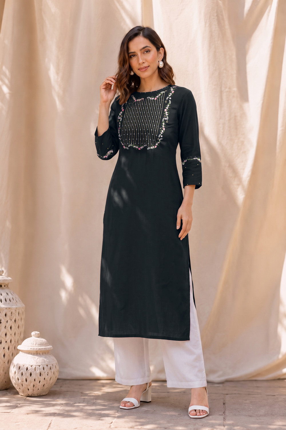 Image of MIRCHI FASHION Women Embroidered Straight Kurta