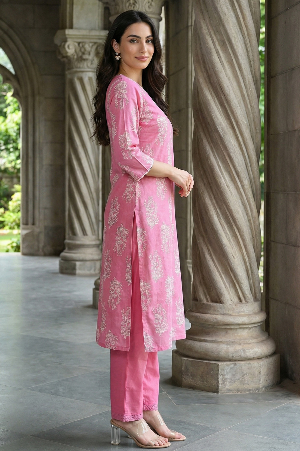Image of W Women Floral Print Straight Kurta