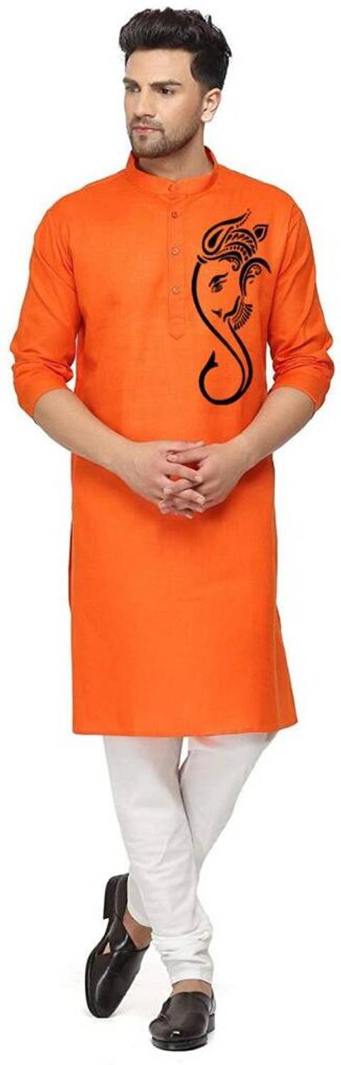 Enmozz Men Printed Straight Kurta