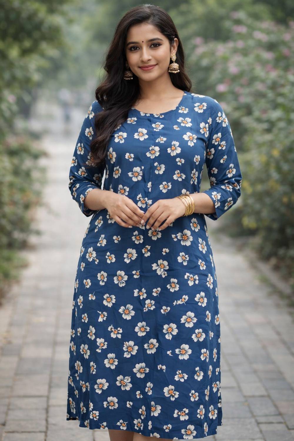 Avaasa Women Printed, Floral Print, Geometric Print Straight Kurta