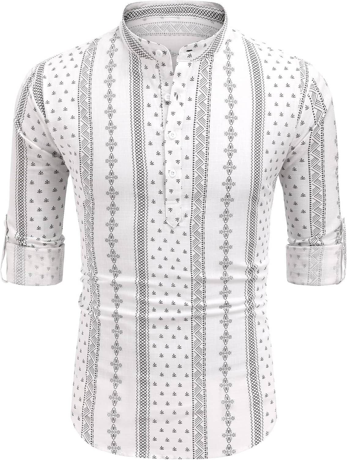 SHOPYCLICK Men White Printed Straight Kurta - Image 5