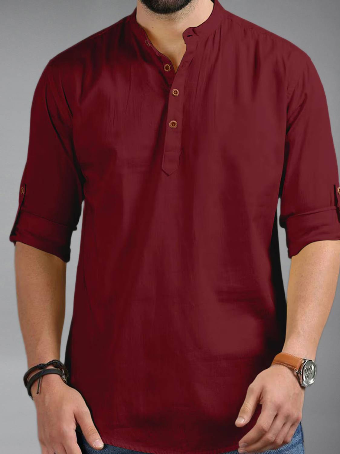 Yugnik Men Solid Straight Kurta