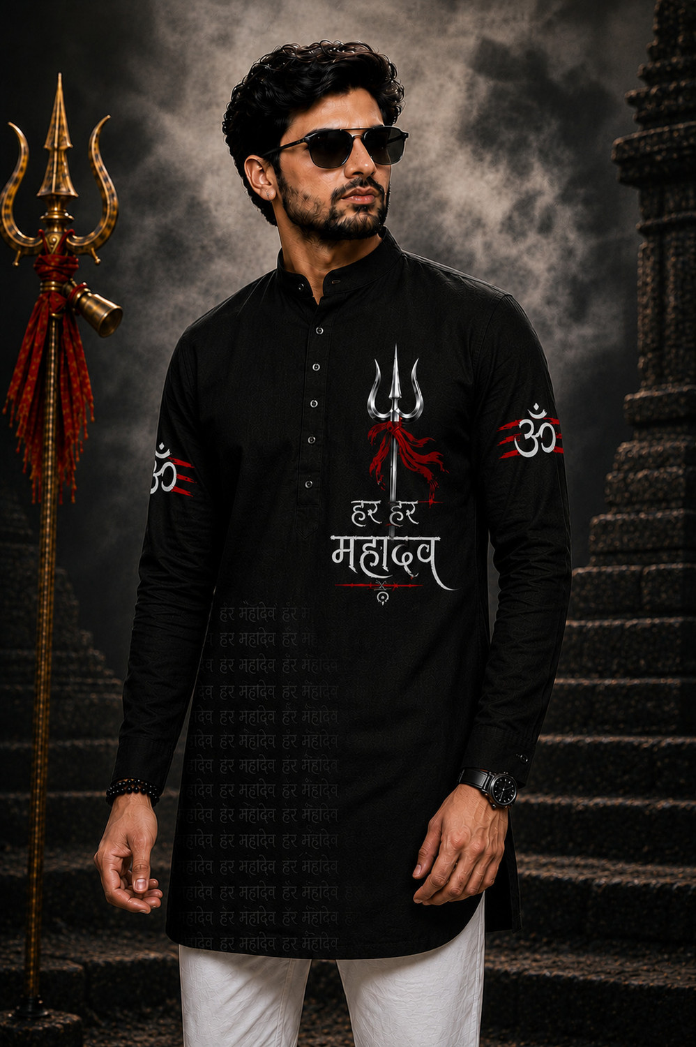 Image of HEENGSHI Men Printed Straight Kurta