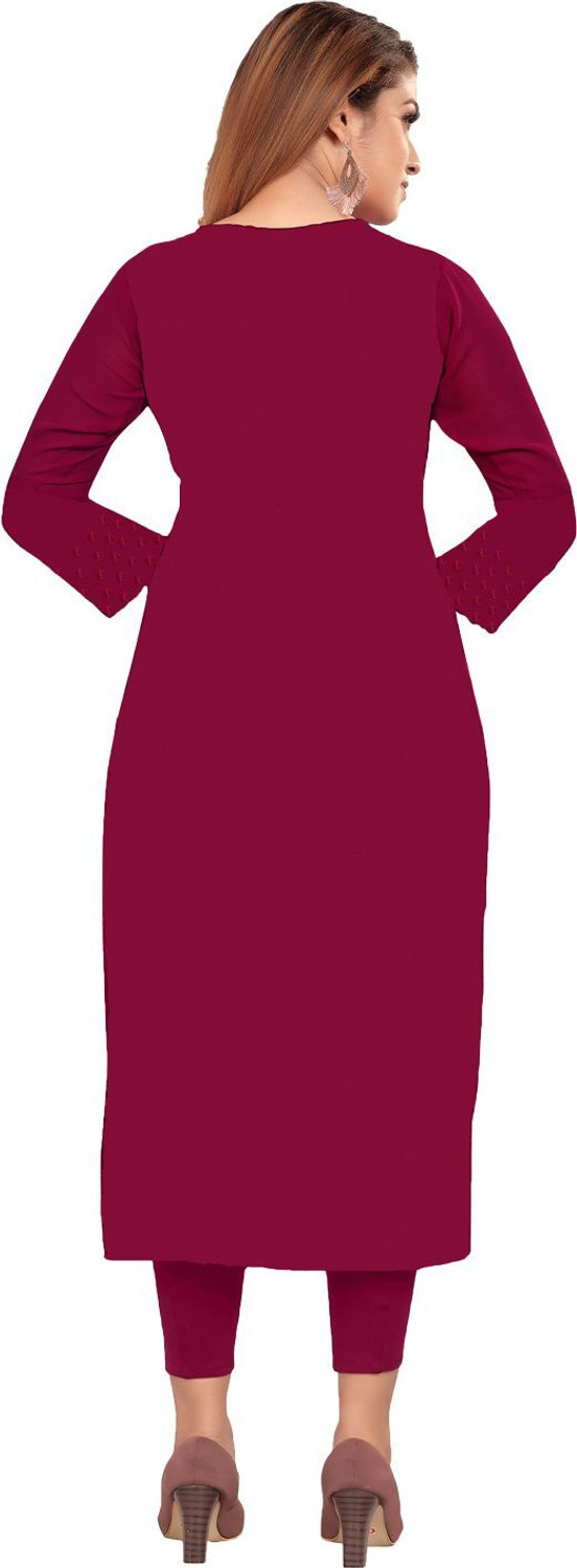 Image of ZAZADIYA IMPEX Women Chikan Embroidery A-line Kurta