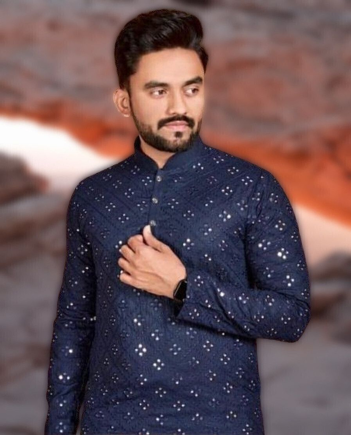 Image of LUCK FASHOIN Men Embroidered, Self Design Straight Kurta