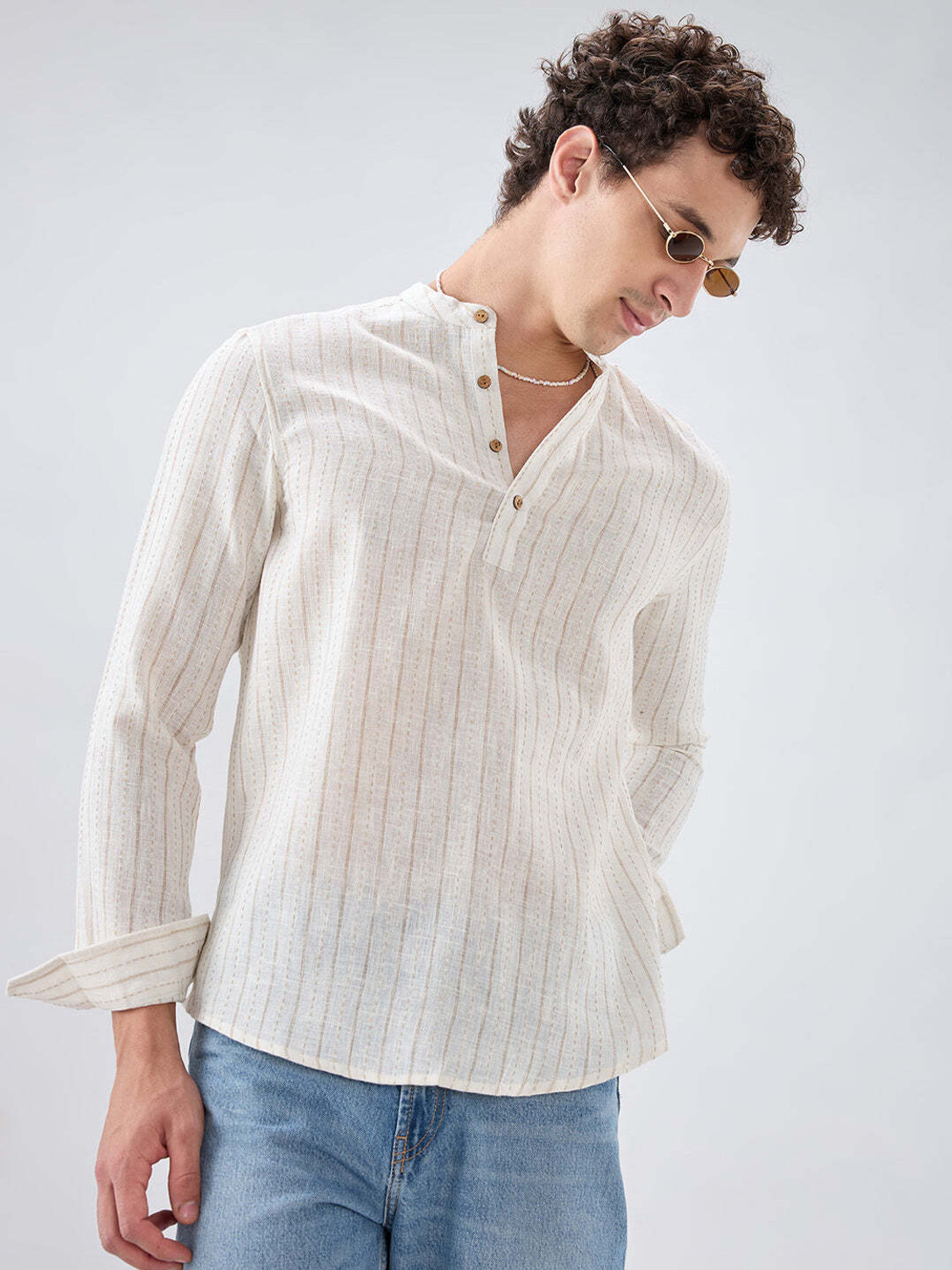 Image of VASTRADO Men Striped Straight Kurta