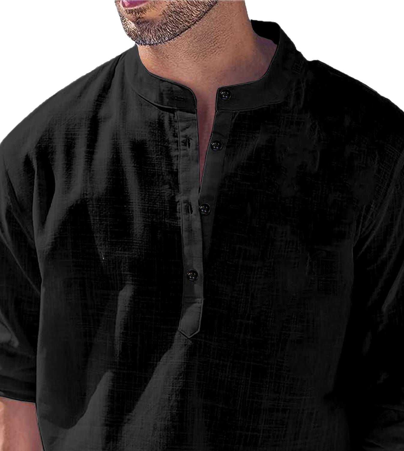 LIRMO Men Black Straight Kurta - Image 2