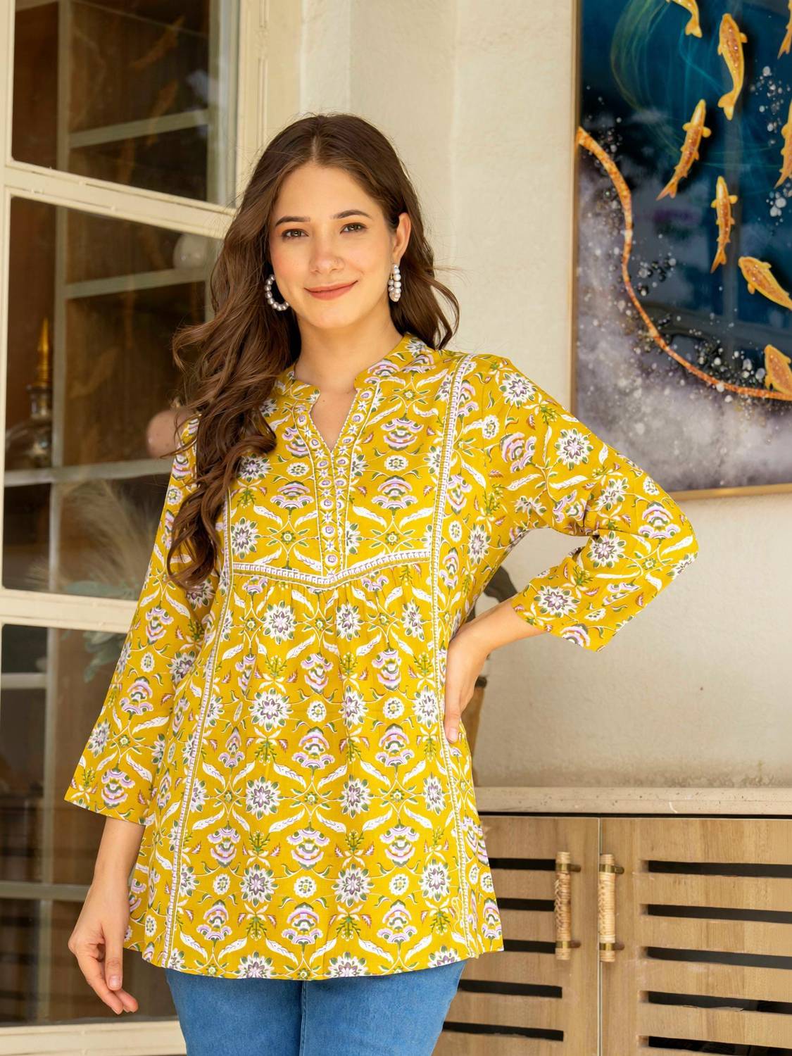 Akii's Women Floral Print Straight Kurta