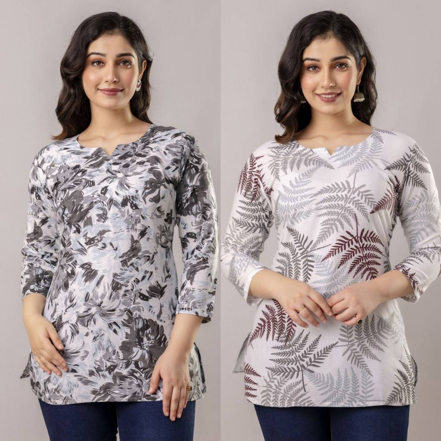 Tibra Attire Pack of 2 Women Printed Cotton Blend Straight Kurta