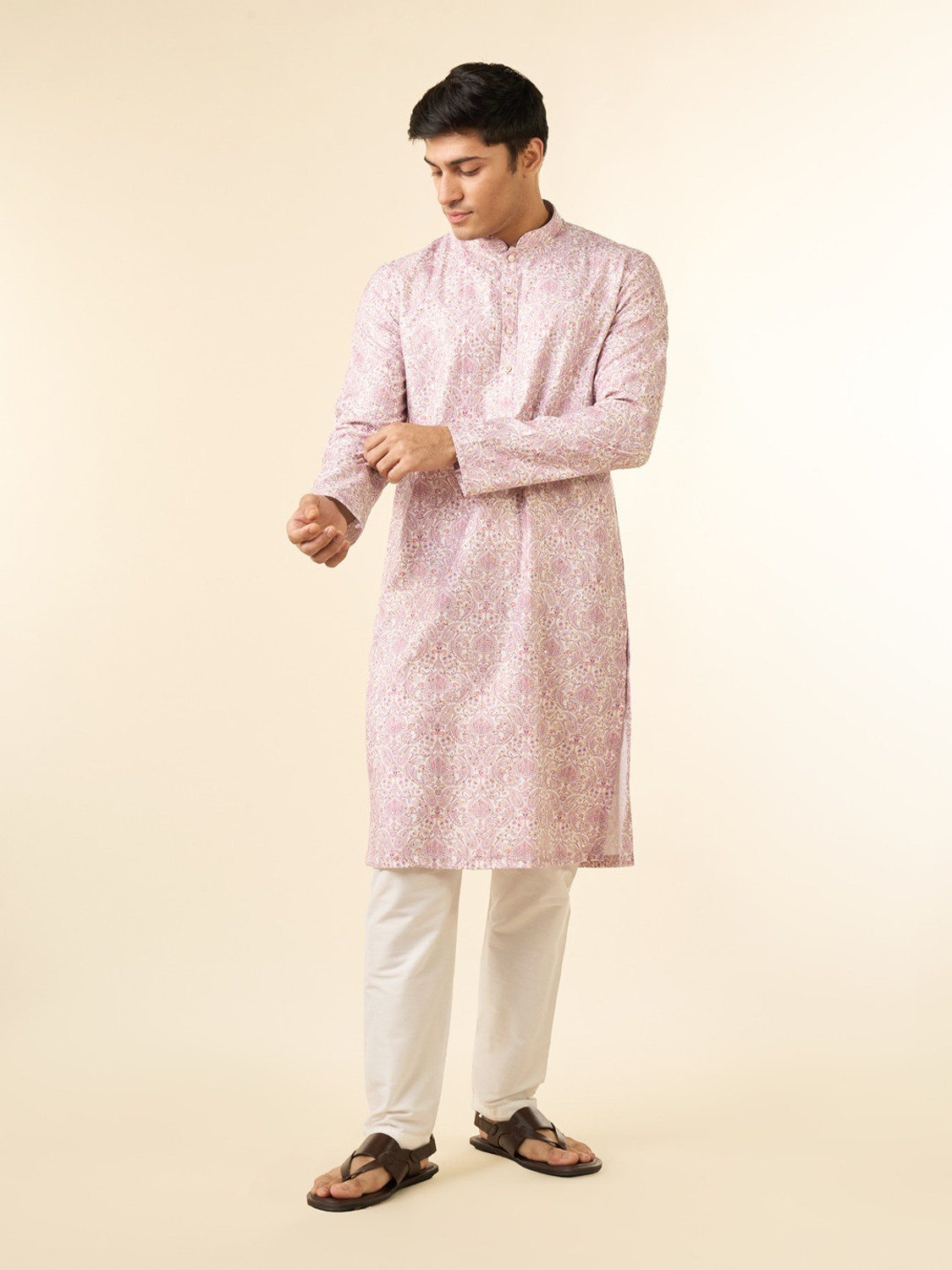 Image of DIWAS by Manyavar Men Paisley, Embroidered, Embellished, Printed Straight Kurta